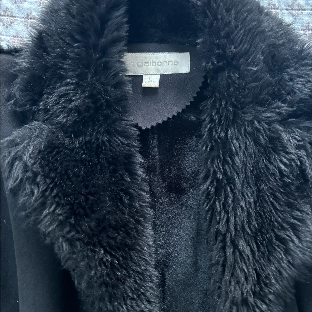 Vintage Liz Claiborne Fur lined Sued Coat boho - Picture 2 of 5